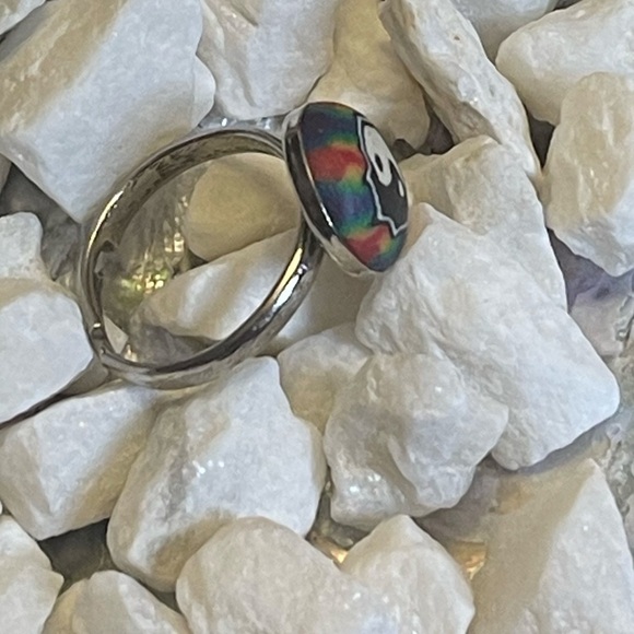 Ying Yang Rainbow circa 1970s Adjustable Vintage Silver Ring for Finger or Toe - Picture 13 of 16